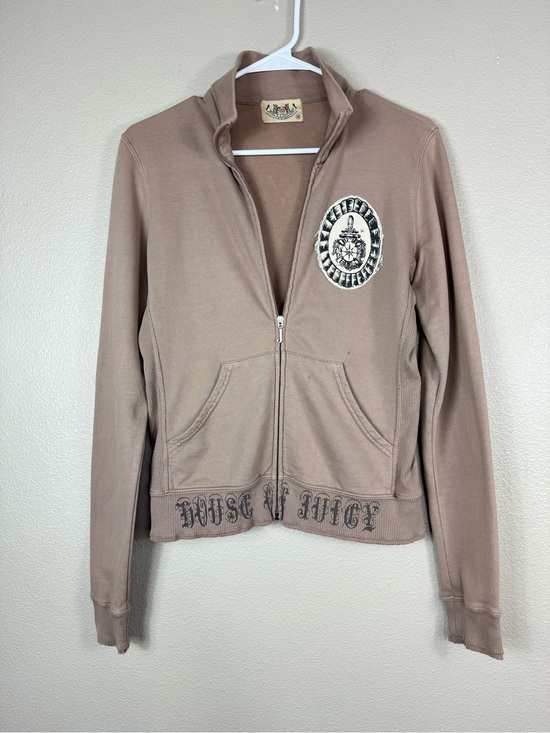 Juicy Couture Jackets & Blazers - VTG Y2K House‎ of Juicy Couture Zip Up Jacket Brown tan Rhinestone Cotton E